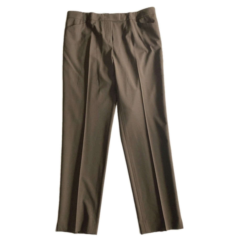Lafayette 148 New York Pants Womens 12 Brown Wool Stretch Pleated Dress NWT
